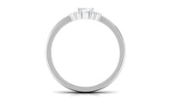 Octagon cut zircon double band engagement ring from Rosec Jewels, featuring sparkling stones and intricate silver detailing.