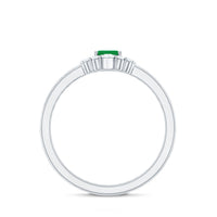 Natural emerald cut emerald double band engagement ring with diamonds, featuring Rosec Jewels' elegant and sparkling design.