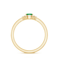Natural emerald cut emerald double band engagement ring with diamonds by Rosec Jewels, showcasing intricate design and sparkling gemstones.