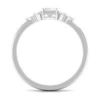 Rosec Jewels 1 CT octagon cut cubic zirconia engagement ring with trio stones, featuring a sparkling central stone and detailed band.