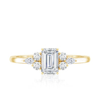 Rosec Jewels 1 CT octagon cut cubic zirconia engagement ring with trio design, featuring sparkling stones and elegant band.