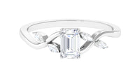 Rosec Jewels 1 CT octagon cut solitaire zircon engagement ring with split shank, showcasing a sparkling central stone and elegant band