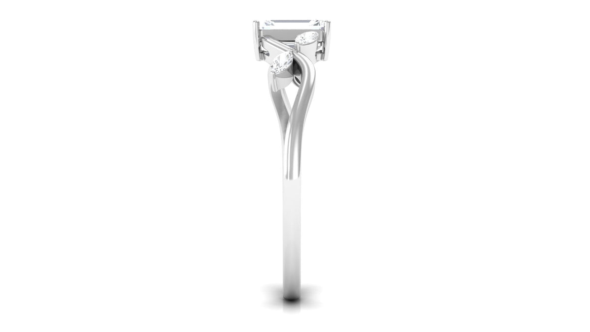 1 CT octagon cut zircon solitaire engagement ring with split shank by Rosec Jewels, featuring a sparkling center stone and elegant design.