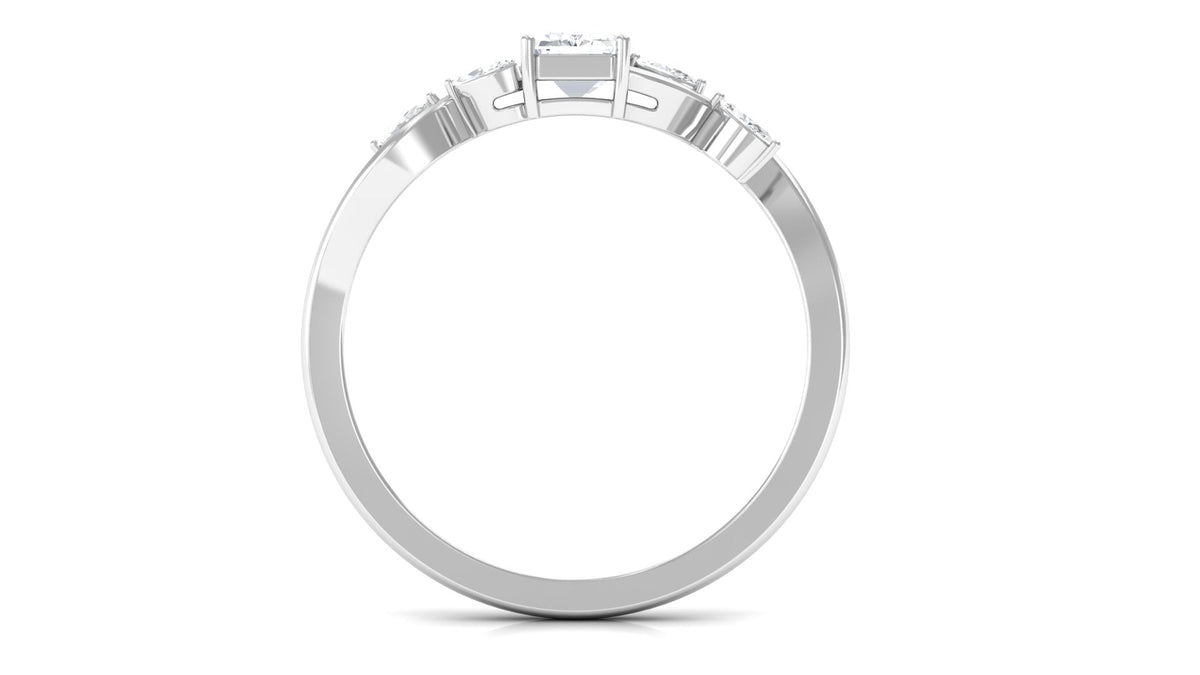 Octagon cut solitaire zircon engagement ring with split shank design by Rosec Jewels, featuring a sparkling center stone.