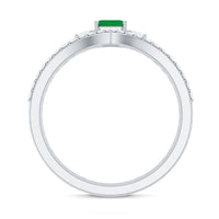 Natural emerald cut emerald and diamond bridal ring set by Rosec Jewels, featuring three elegant matching rings.