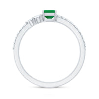 Genuine emerald-cut diamond and emerald engagement ring with enhancer from Rosec Jewels, showcasing the elegant gemstone setting.