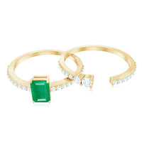 Genuine emerald diamond engagement ring with emerald cut and enhancer, featuring a Rosec Jewels design.