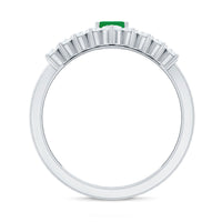 Natural emerald diamond engagement ring with emerald cut center stone and curved wedding band, by Rosec Jewels.