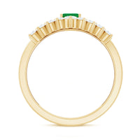 Natural emerald diamond engagement ring with emerald cut gemstone and curved wedding band, crafted by Rosec Jewels.