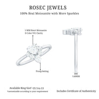 Certified Moissanite Heart Promise Ring with Accent