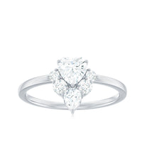Certified Moissanite Heart Promise Ring with Accent