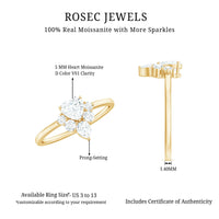 Certified Moissanite Heart Promise Ring with Accent
