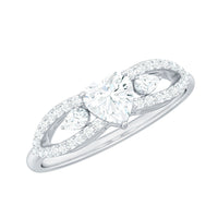 Certified Moissanite Heart Promise Ring with Split Shank