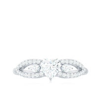 Certified Moissanite Heart Promise Ring with Split Shank