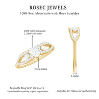 Certified Moissanite Heart Promise Ring with Split Shank