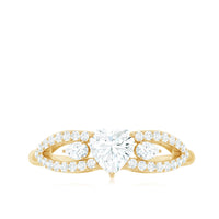 Certified Moissanite Heart Promise Ring with Split Shank