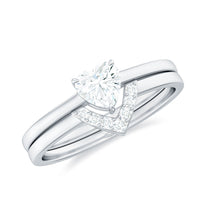 Heart-shaped moissanite solitaire wedding ring set for women, featuring elegant rings from Rosec Jewels.