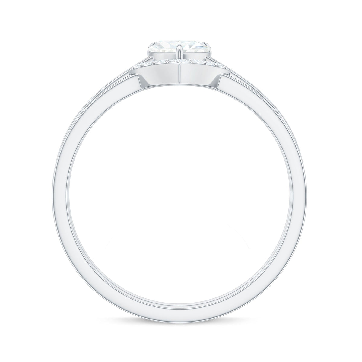 Heart-shaped moissanite solitaire wedding ring set for women, featuring a sparkling center stone and elegant band by Rosec Jewels.