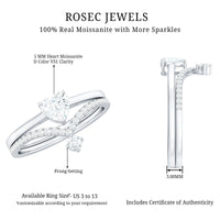 Heart Shape Moissanite Solitaire Engagement Ring with Enhancer