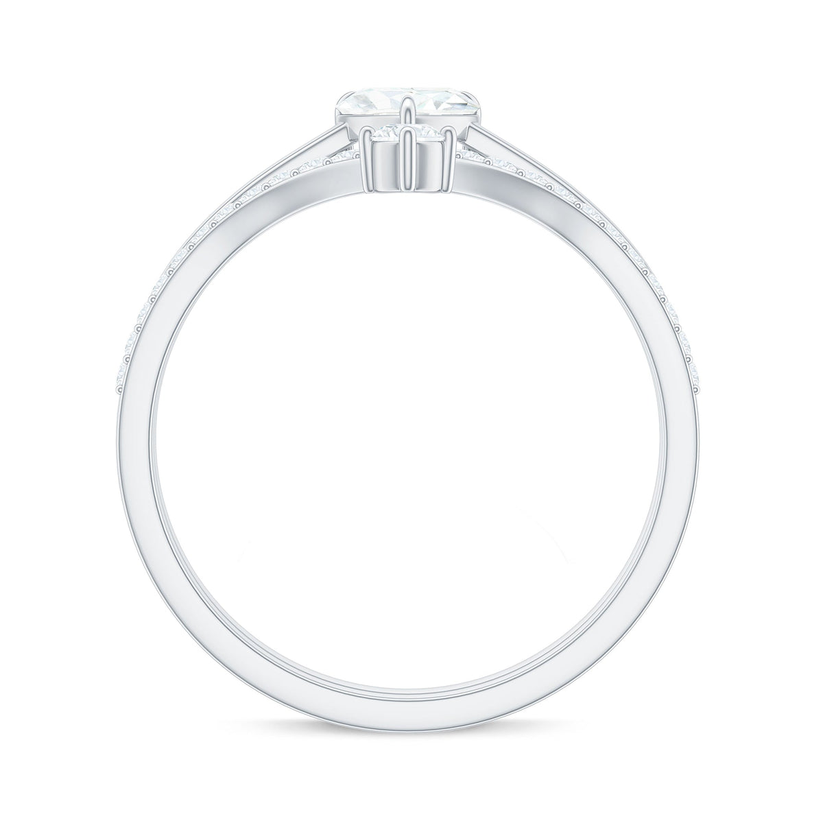Heart Shape Moissanite Solitaire Engagement Ring with Enhancer