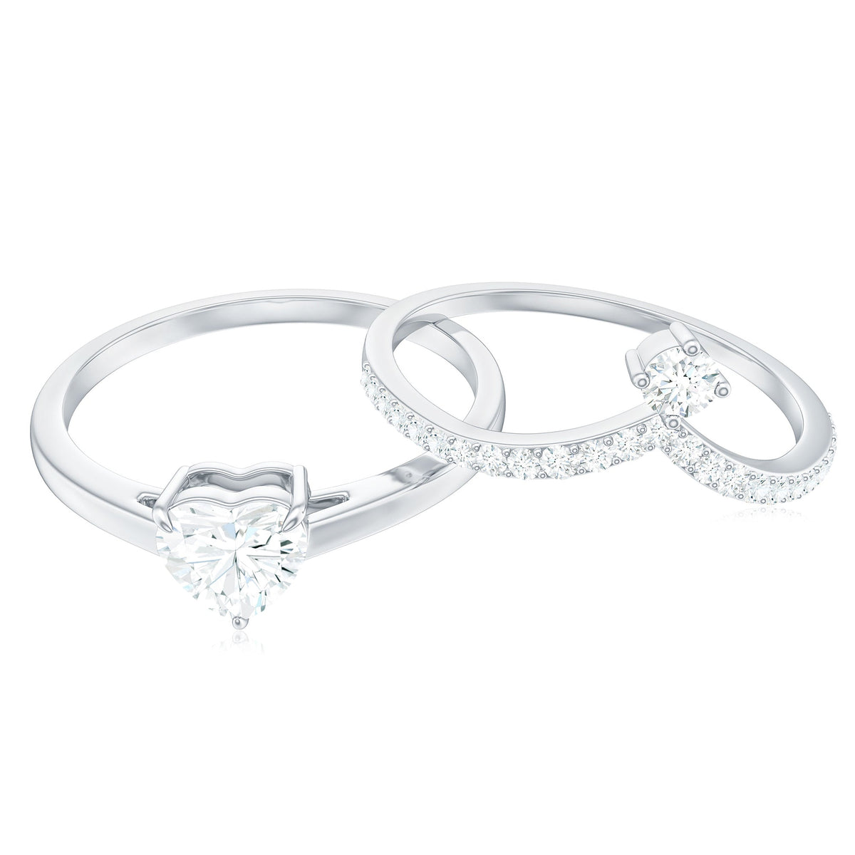 Heart Shape Moissanite Solitaire Engagement Ring with Enhancer