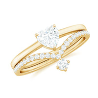 Heart Shape Moissanite Solitaire Engagement Ring with Enhancer