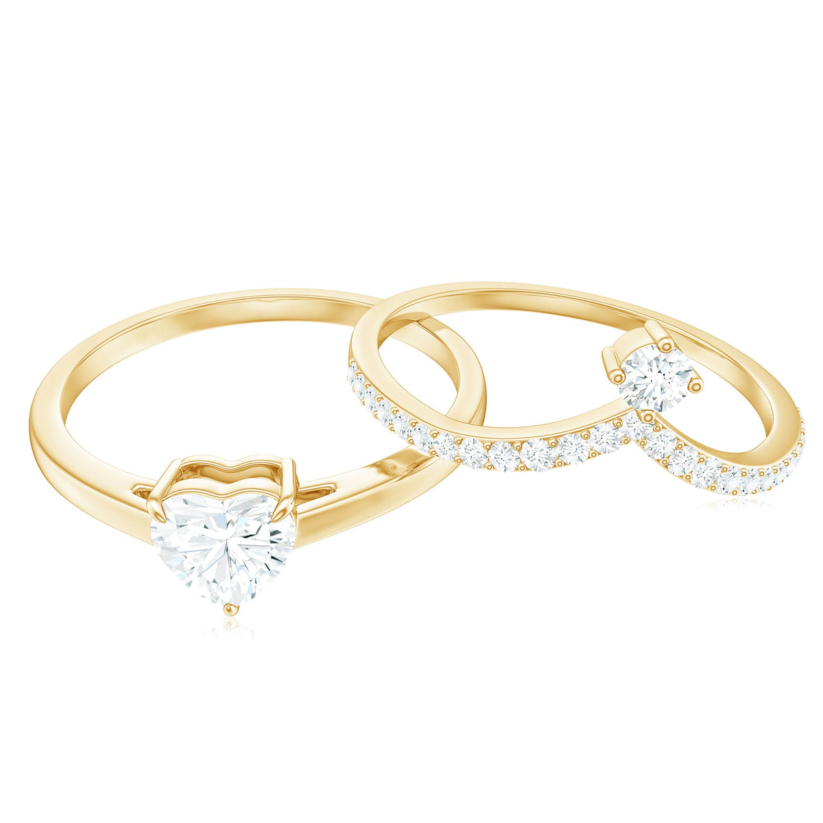 Heart Shape Moissanite Solitaire Engagement Ring with Enhancer