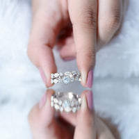 Zircon Bridal Wedding Ring Set with Matching Band