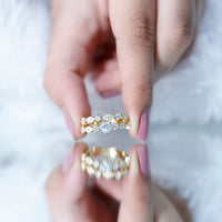 Zircon Bridal Wedding Ring Set with Matching Band