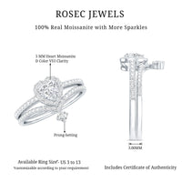 Certified Moissanite Heart Wedding Ring Set for Women