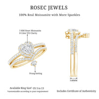 Certified Moissanite Heart Wedding Ring Set for Women