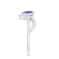 Heart-shaped Tanzanite and diamond designer engagement ring by Rosec Jewels, featuring a stunning gemstone centerpiece and elegant band.