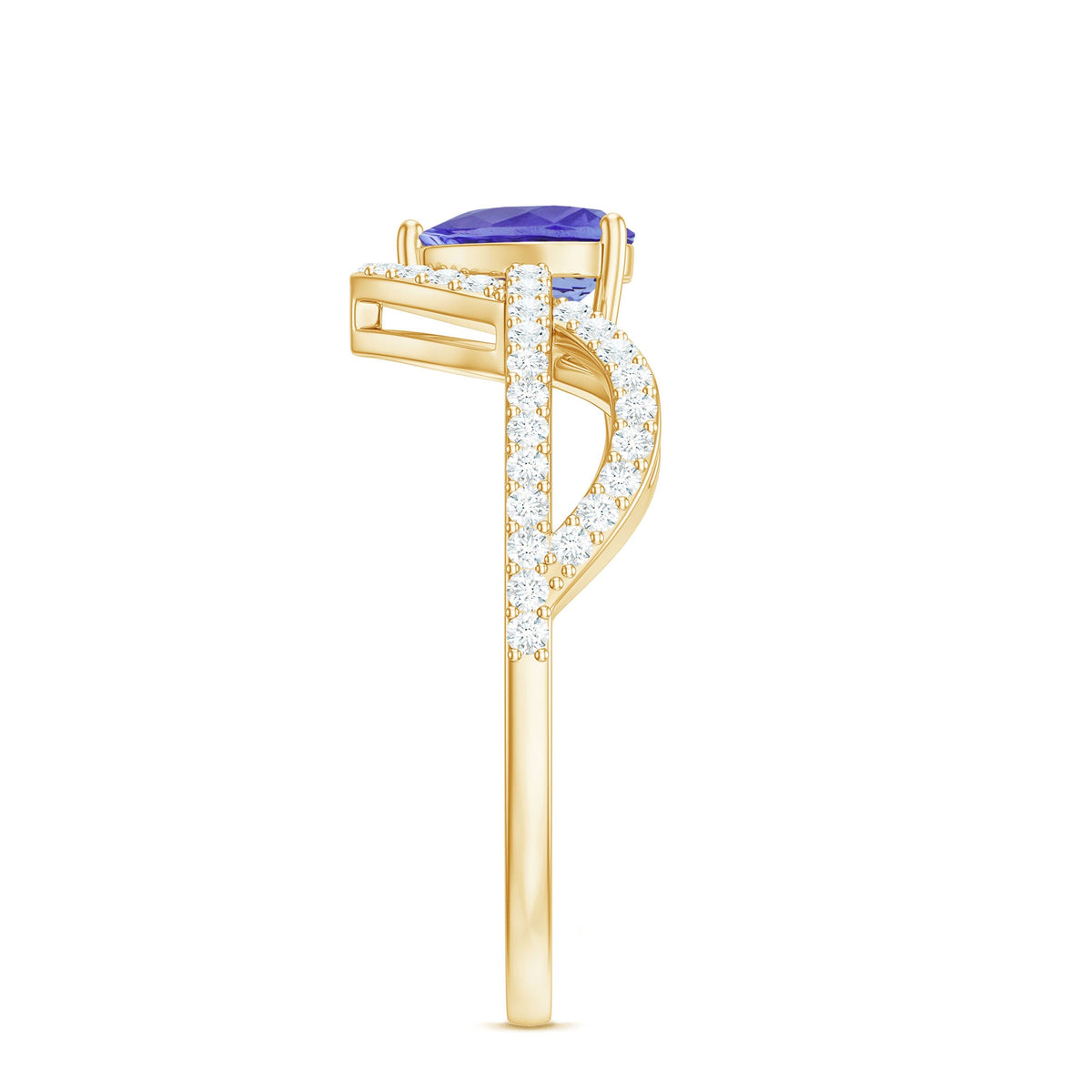 Heart-shaped Tanzanite and diamond designer engagement ring by Rosec Jewels featuring intricate detailing and sparkling gemstones.