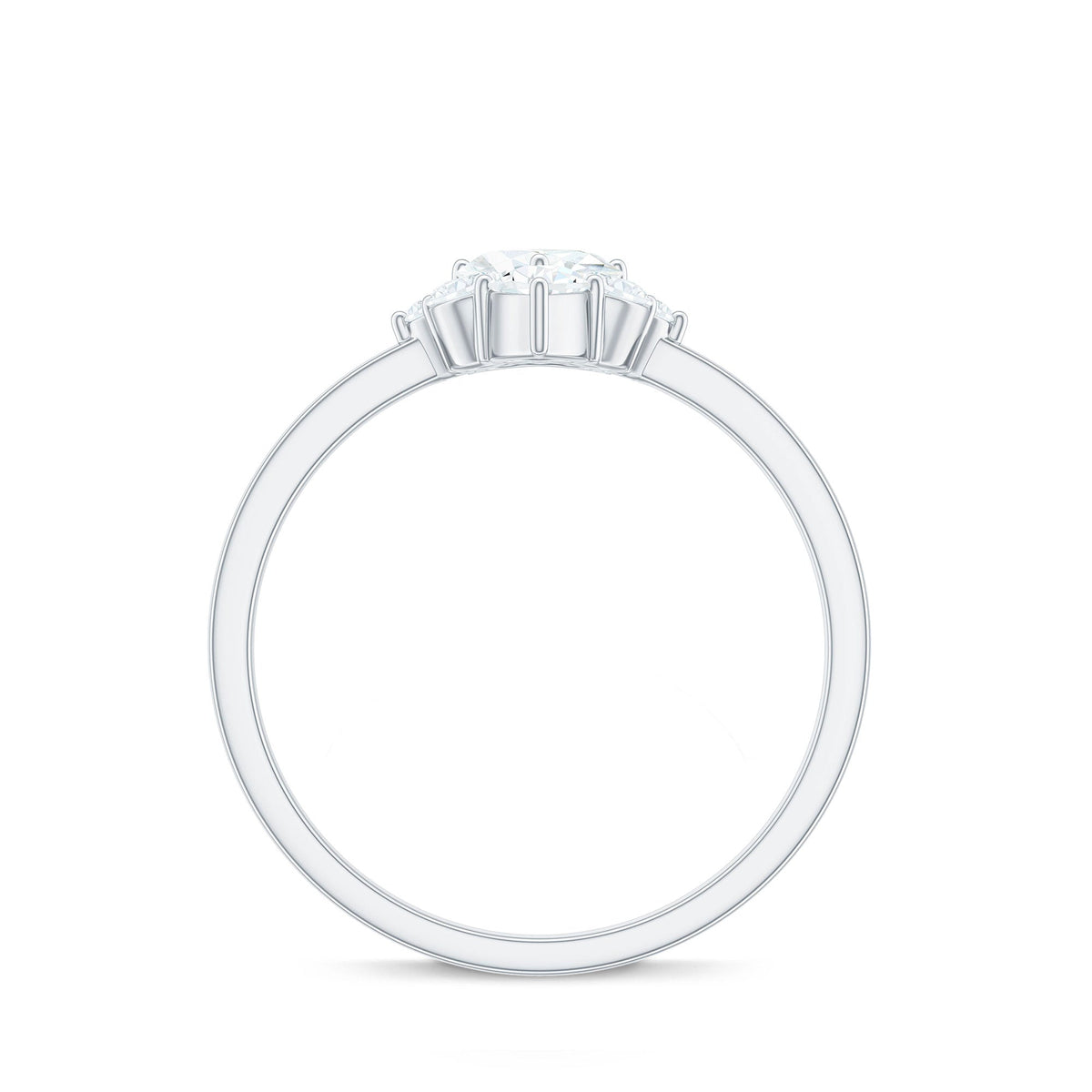 Rosec Jewels 1 CT cubic zirconia heart engagement ring with side stones, showcasing a sparkling heart centerpiece and elegant band.