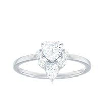 Rosec Jewels 1 CT cubic zirconia heart engagement ring with side stones, featuring a sparkling center and elegant design.