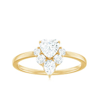 Rosec Jewels 1 CT cubic zirconia heart engagement ring with side stones, showcasing a sparkling heart-shaped center and side accents.