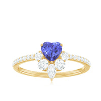 Natural Tanzanite and diamond heart engagement ring by Rosec Jewels featuring a sparkling gemstone design.