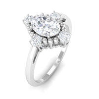 1 Carat Vintage Style Oval Cubic Zirconia Engagement Ring with Beaded Detail