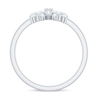 Rosec Jewels cubic zirconia flower cluster engagement ring with sparkling flower design and intricate band detailing.