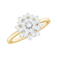 Certified cubic zirconia flower cluster engagement ring by Rosec Jewels featuring sparkling gemstone flower design.