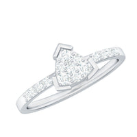 Rosec Jewels 1/2 CT round cubic zirconia triangular engagement ring showcasing sparkling stones and elegant design.