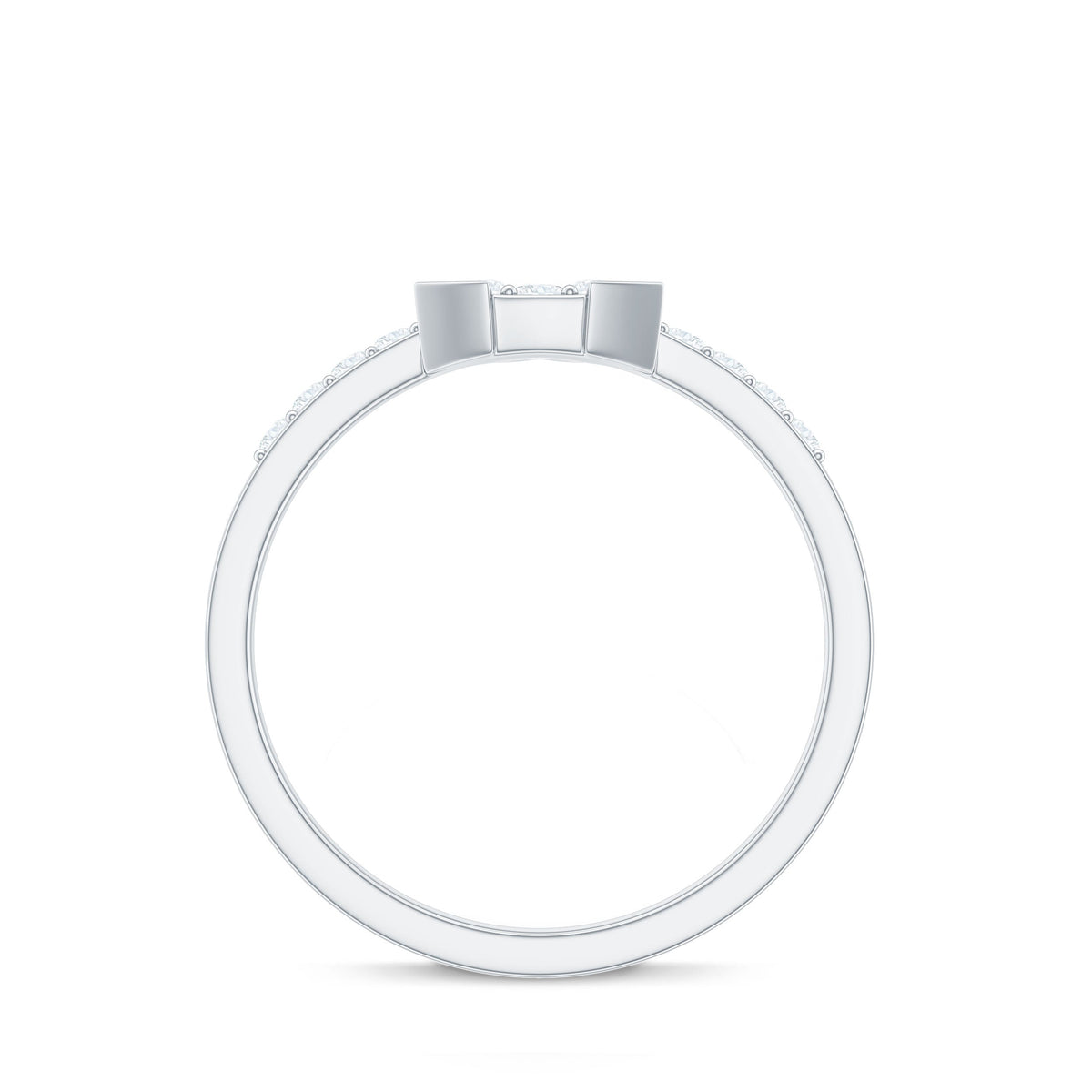 Rosec Jewels 1/2 CT round cubic zirconia triangular engagement ring with sparkling stones and elegant design.