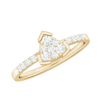 Rosec Jewels 1/2 CT round cubic zirconia triangular engagement ring, featuring sparkling stones and a sleek band design.
