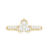 Rosec Jewels 1/2 CT round cubic zirconia triangular engagement ring with sparkling stones and elegant band.