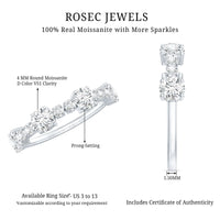 Round Moissanite Half Eternity Wedding Band ring by Rosec Jewels with sparkling gemstones and a sleek, elegant design.