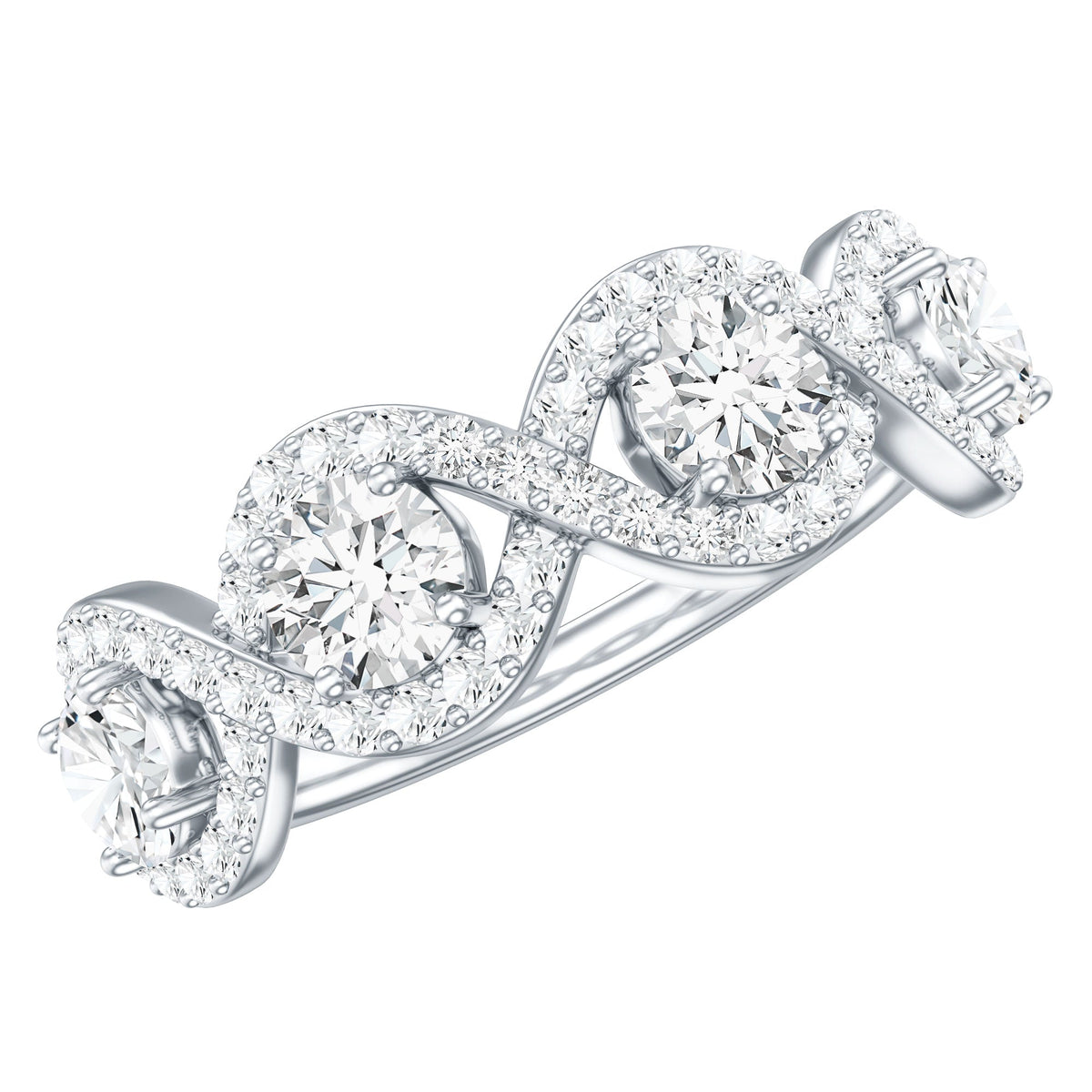 Cubic Zirconia Braided Half Eternity Band Ring