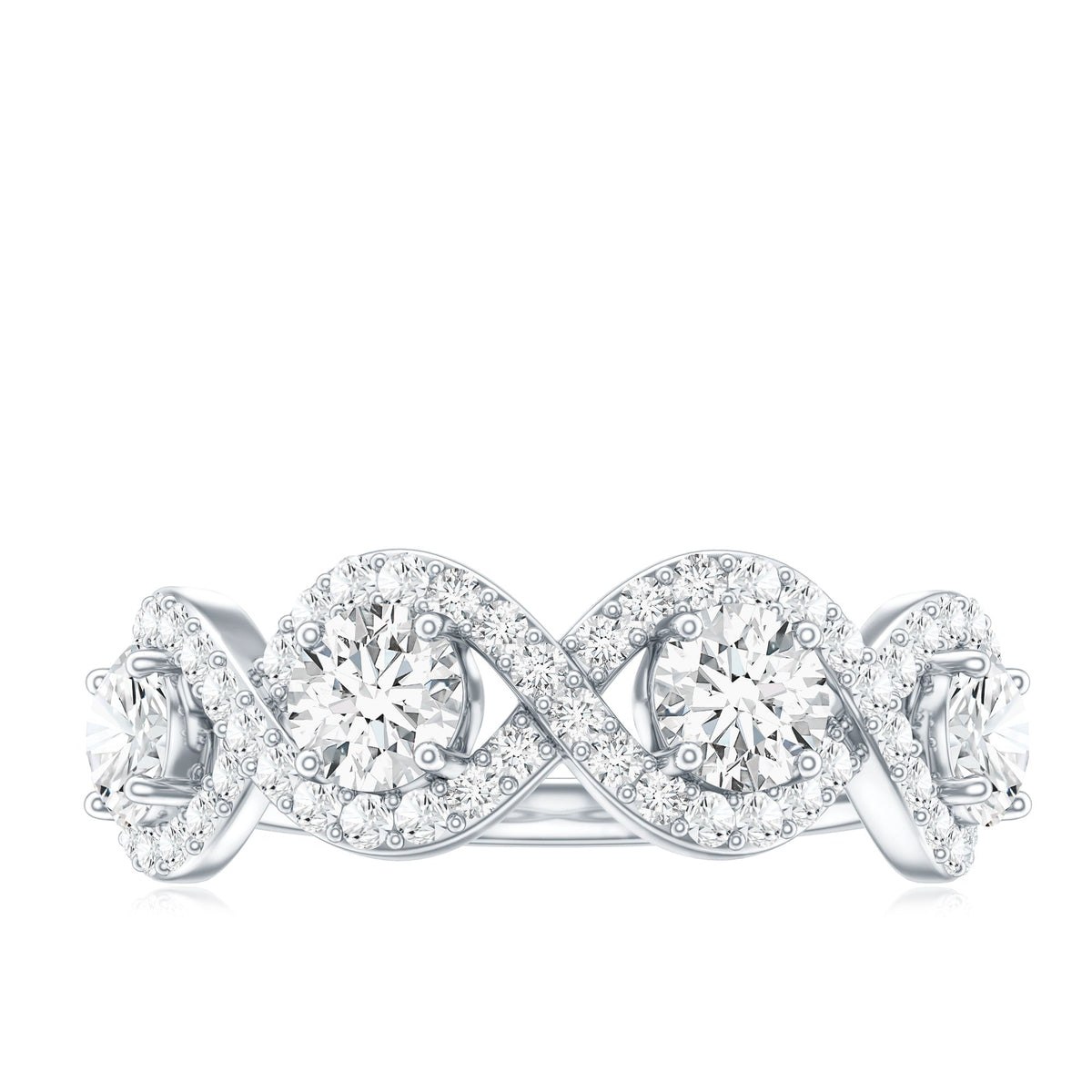 Cubic Zirconia Braided Half Eternity Band Ring
