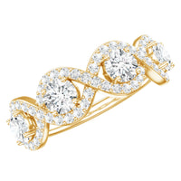 Round moissanite infinity wedding band ring from Rosec Jewels featuring sparkling stones and a sleek, polished silver finish