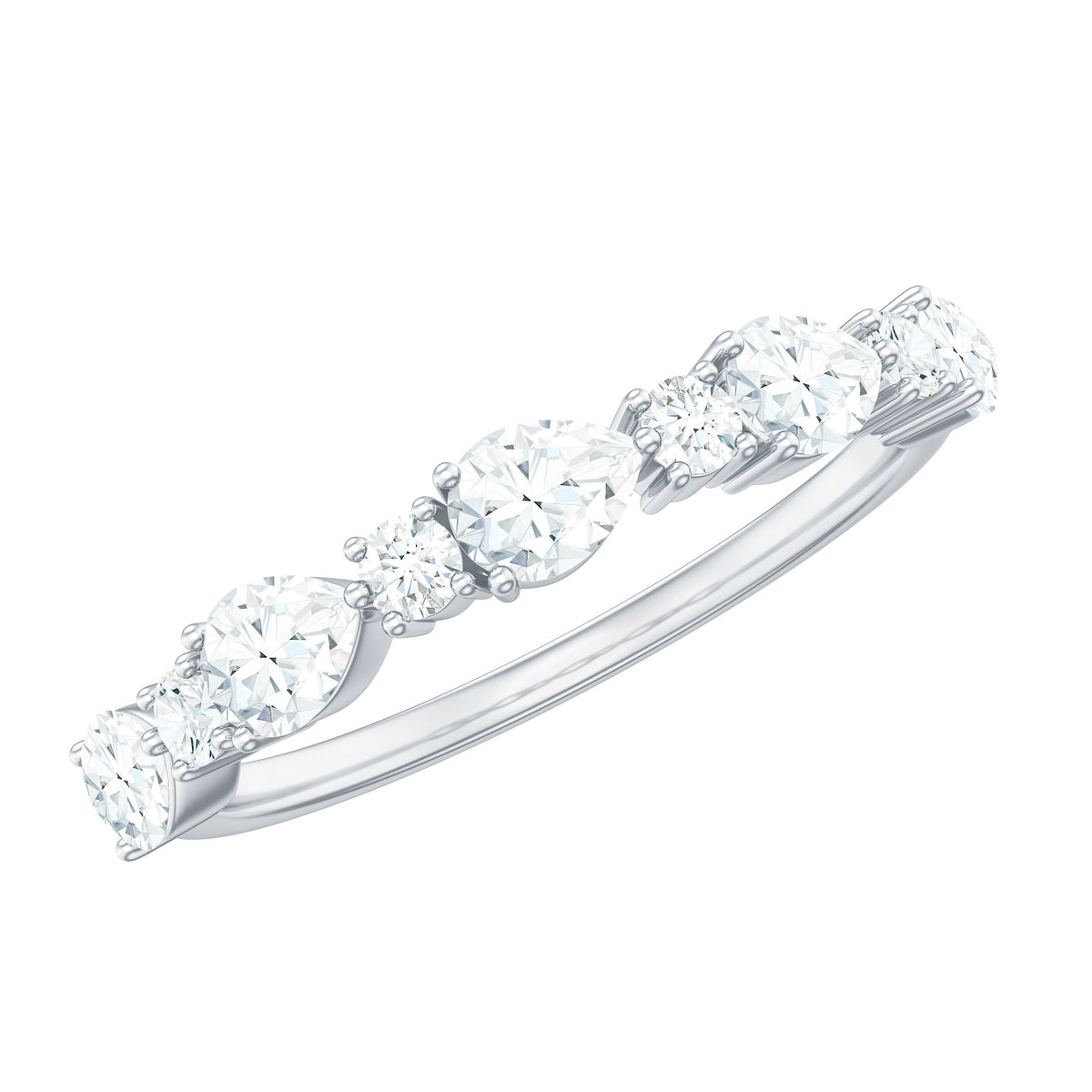 Certified Moissanite Half Eternity Stackable Ring for Women