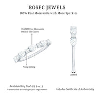 Certified Moissanite Half Eternity Stackable Ring for Women